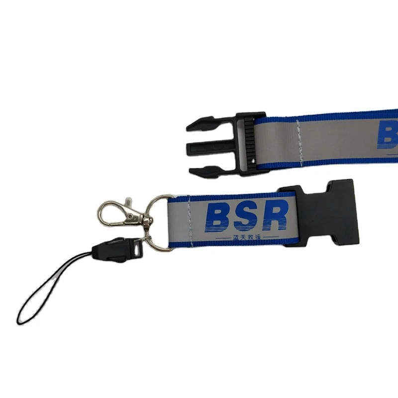 1 inch custom logo airline reflective lanyard with cell phone loop