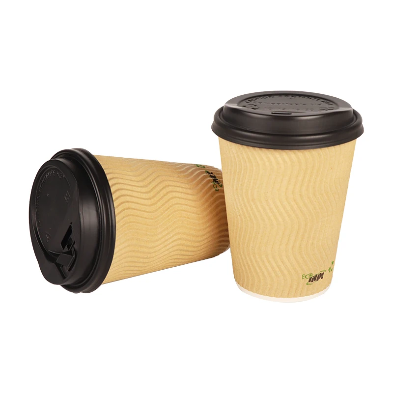 Single Wall Paper Cup Hot Coffee  Disposable Cups Cafes With Lids Customization Printing