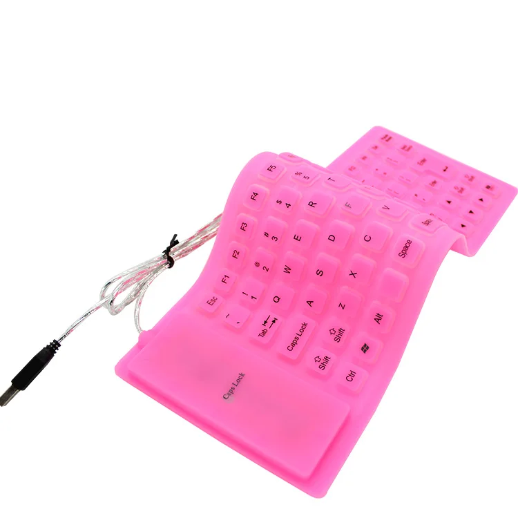 flexible keyboard 85 wired usb multi language multi color washable rubber silicone foldable flexible keyboard for pc