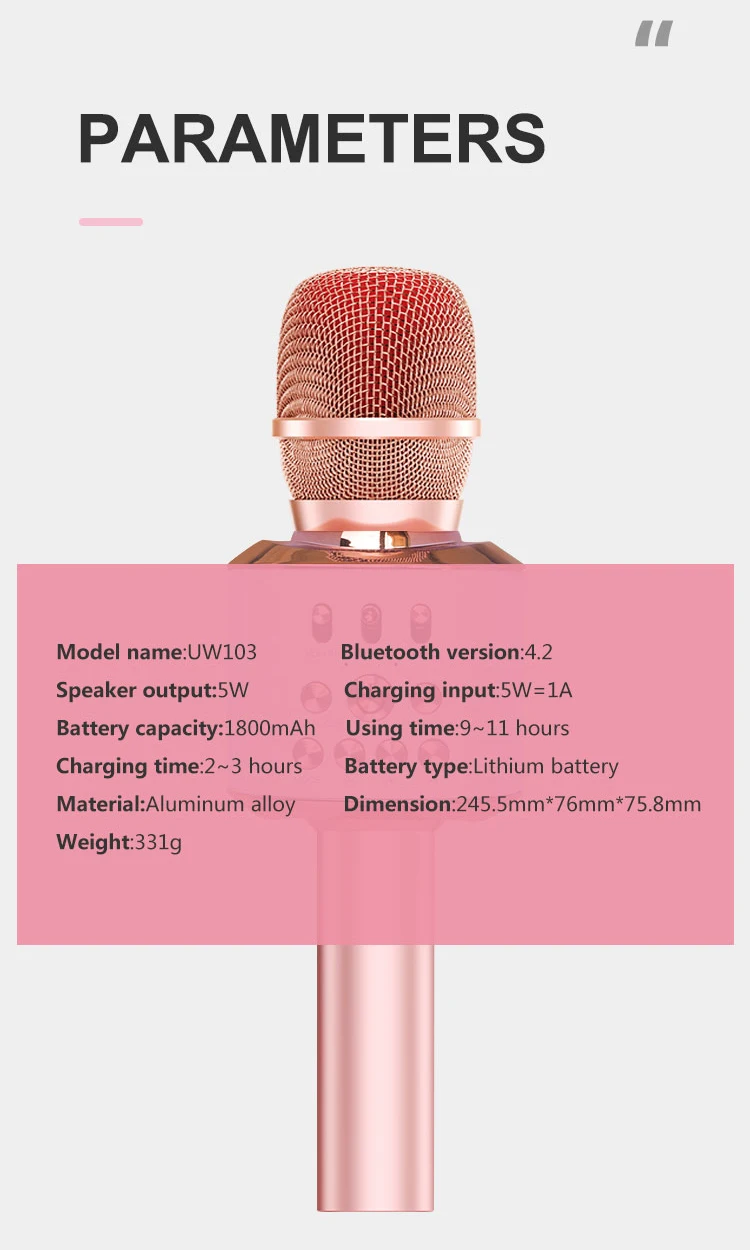 3-in-1 Portable Hand Speaker Wireless Karaoke Microphone for iPhone Android iPad PC