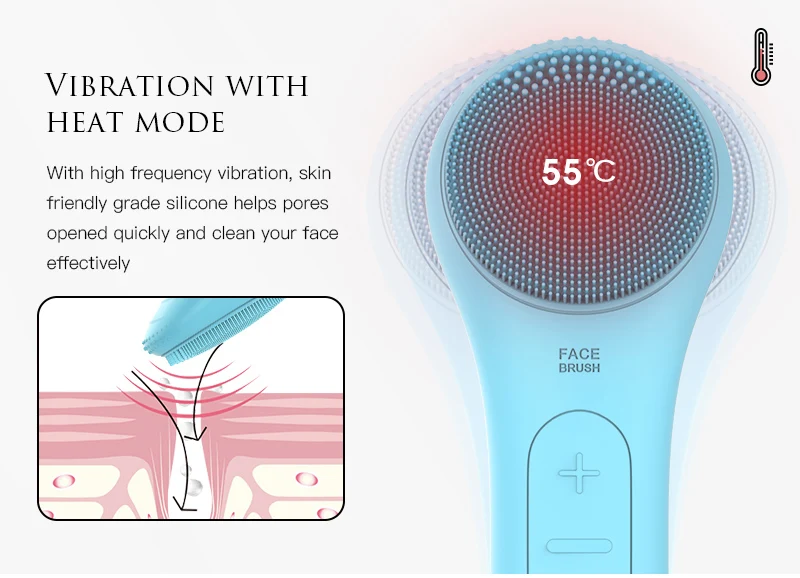 2 in 1 dual action electrical face massger facial cleansing brush