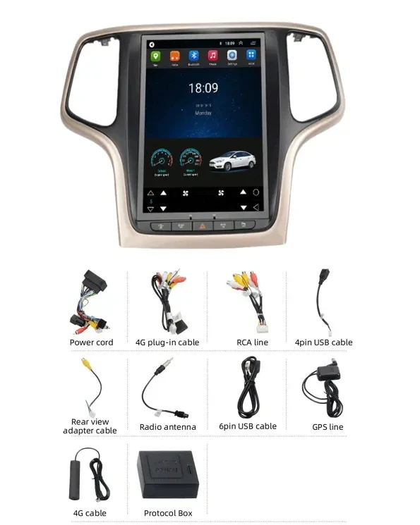 Android Car radio multimedia Tesla style Android 12 car dvd player for Jeep Grand Cherokee 2013 2014 2015 2016