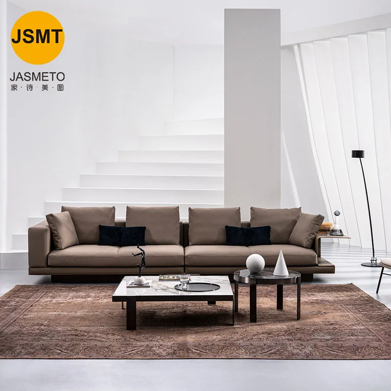 Italian style light luxury minimalist designer leather fabric living room sofa soft model room hotel club high-end furniture