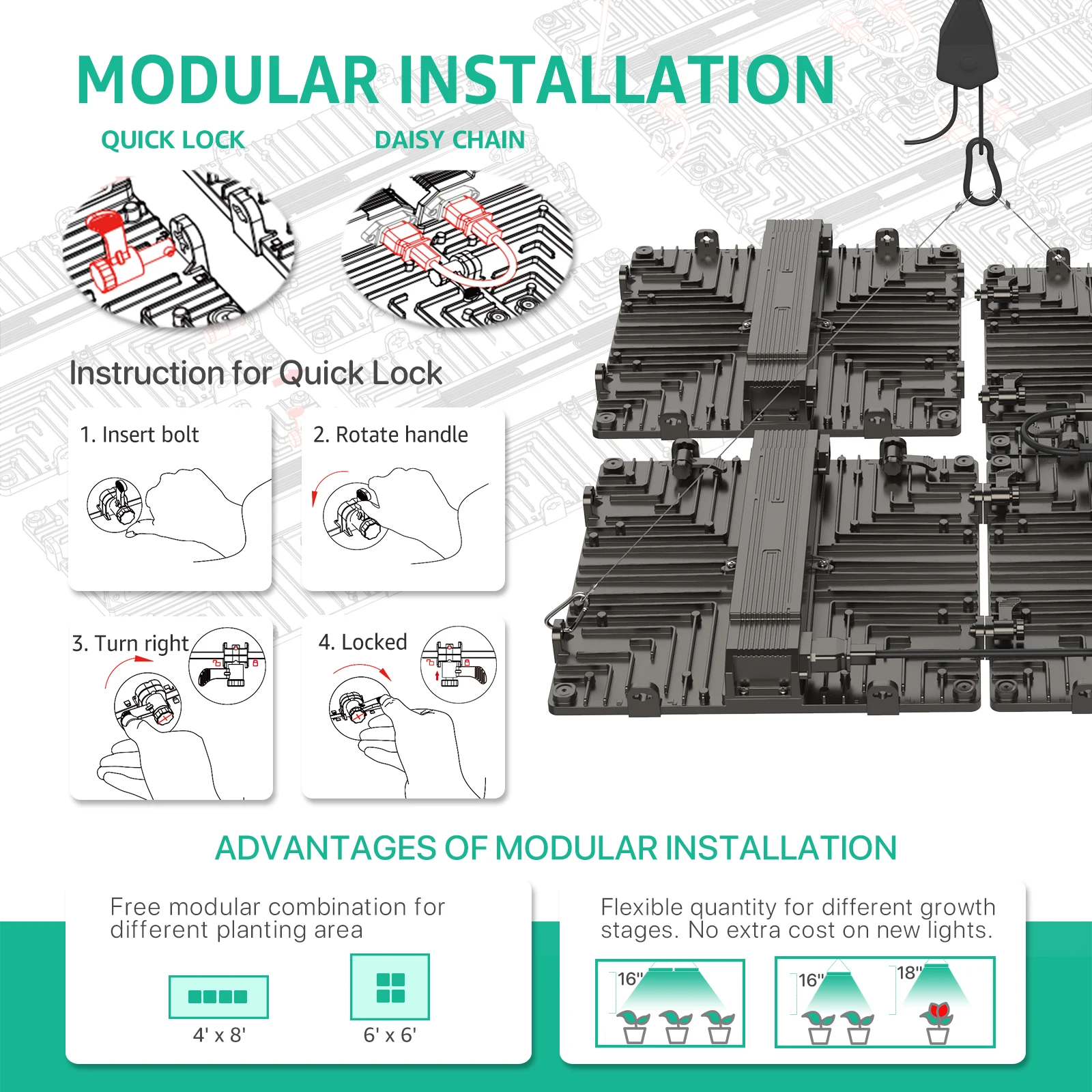 US Stock Free Shipping Hydroponics Grow Light LED Quantrm Board for Indoor Plants Vertical Farming Commercial Greenhouse Lights