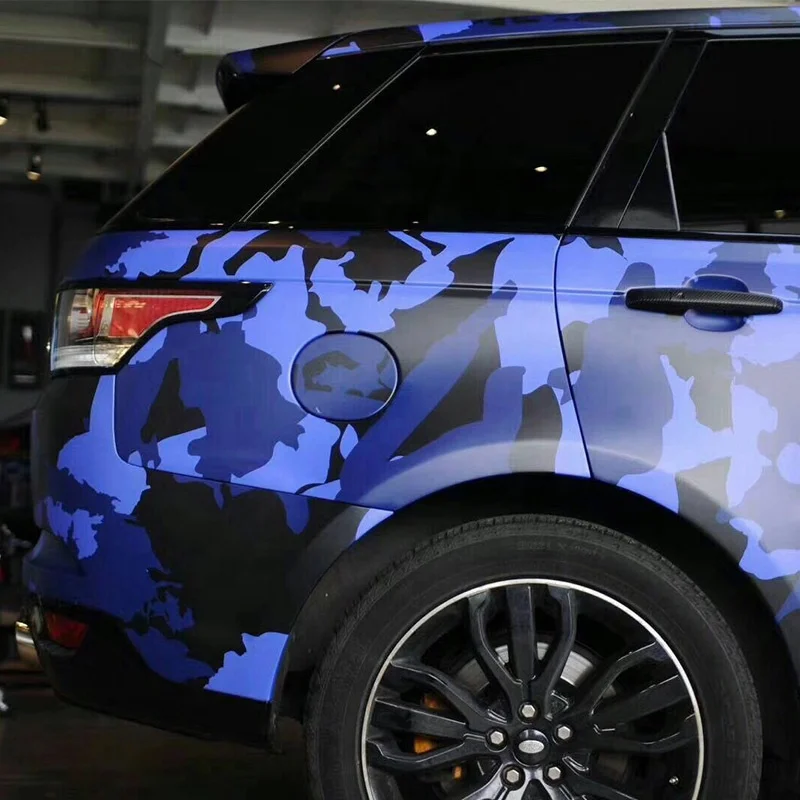 Factory Price 1.52*28M PVC Material Blue Camo Car Wrap Air Free Bubbles Camouflage Car Wrap Vinyl