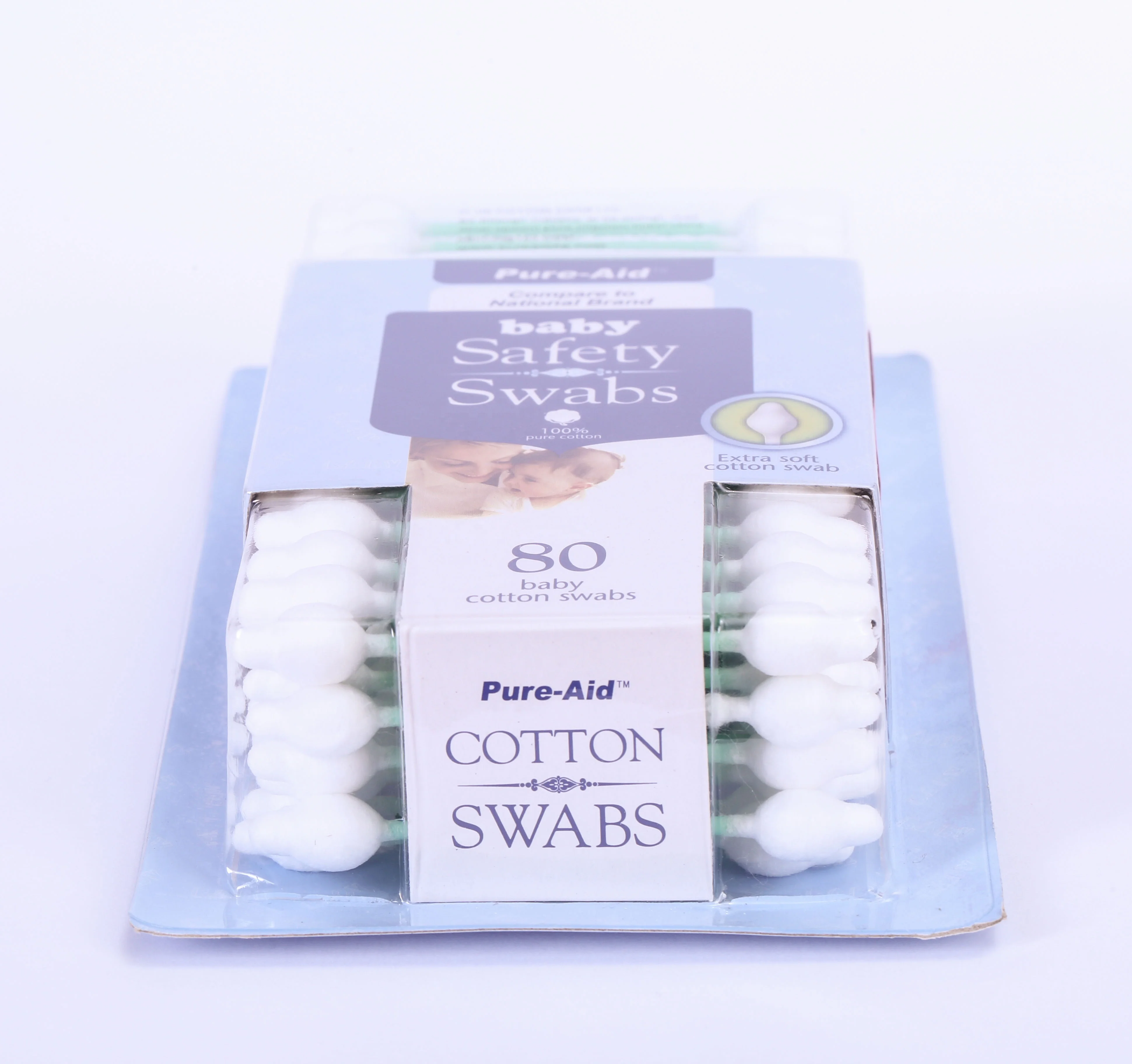 Double gourd head cotton bud plastic stick cotton swab for  baby care in Blister Card