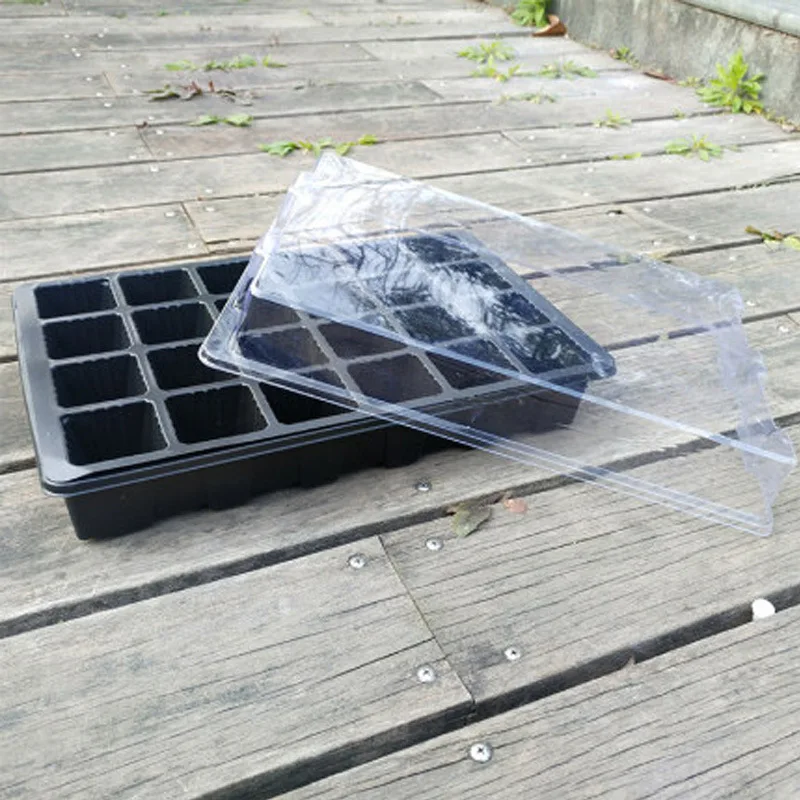 Garden Plant black plastic nursery tray seed flower pot trays Pot Grow Box 24 Cells Germination Starter cabbage nursery tray