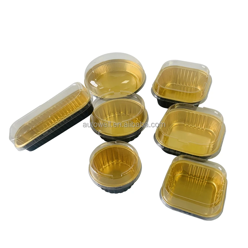 100ml 150ml/200ml round Square Black Golden  Handmade Chocolate Iceberg lave cake Oven Safe microwavable box aluminum foil tray