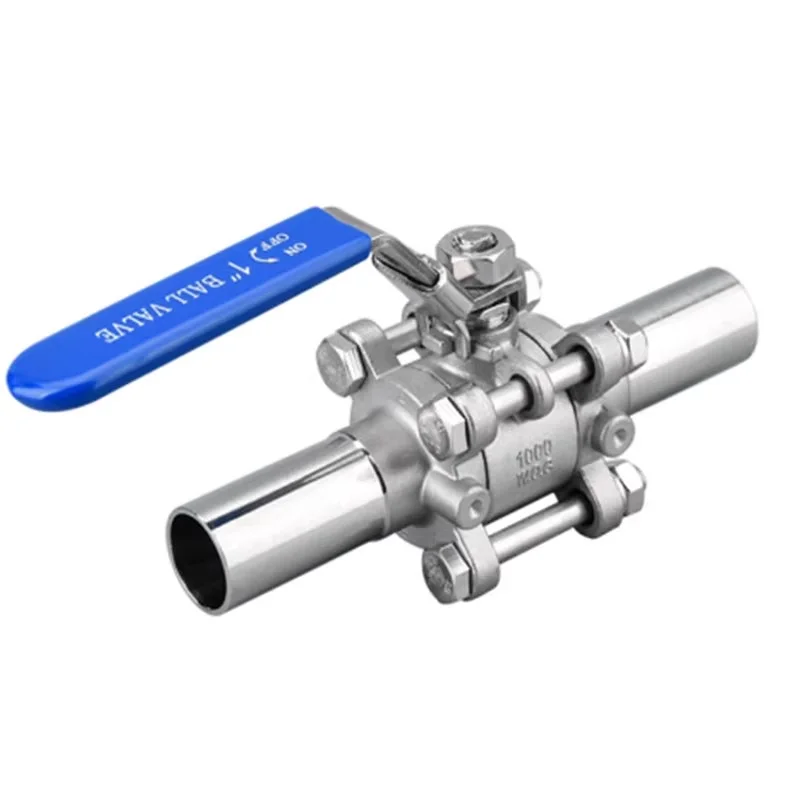 Stainless steel sanitary three-piece lengthened welding clean ball valve access oil degreasing semiconductor automatic welding