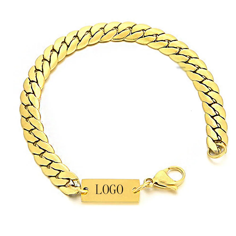 AFXSION 2024 Stylish stainless steel encrypted NK embossed 7MM wide bracelet with customizable LOGO for men