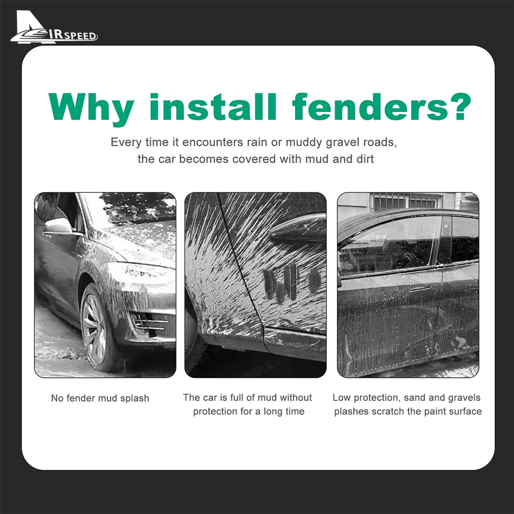 TPE front and rear mudguards, replacement mudguards for Tesla Model 3 2024 Highland, 4 pcs, Original