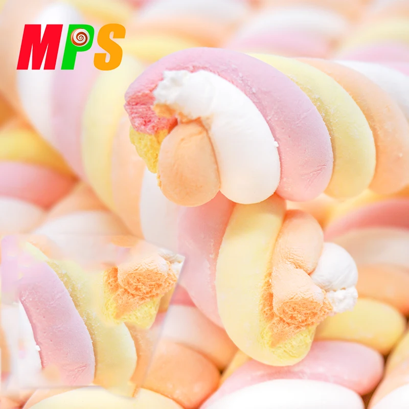 Halal High Quality 8g Twist Multi Color Strawberry Flavoured Marshmallow