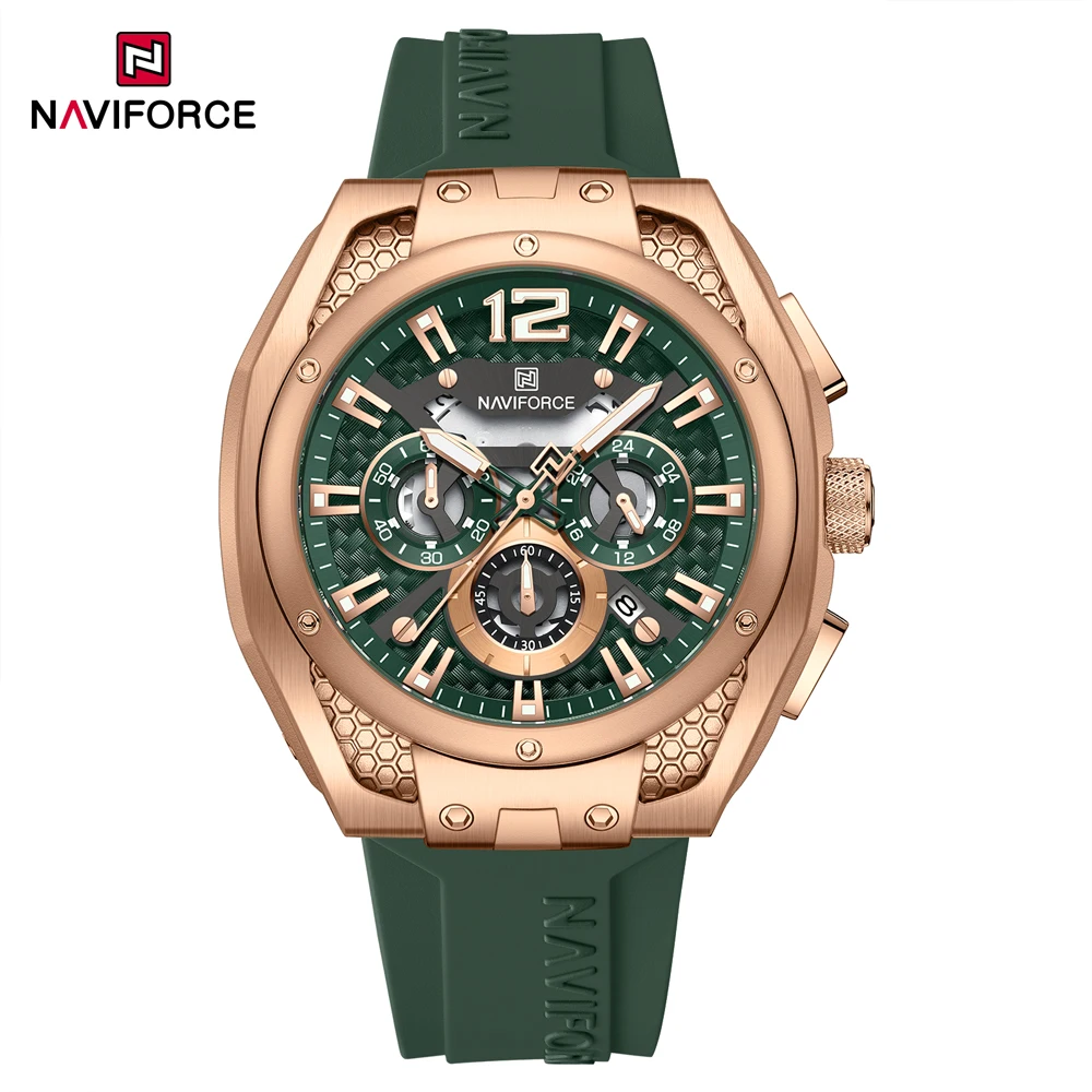 2024 новые модные мужские часы NAVIFORCE оригинальные наручные с вырезами циферблатом хронографом 24 часа