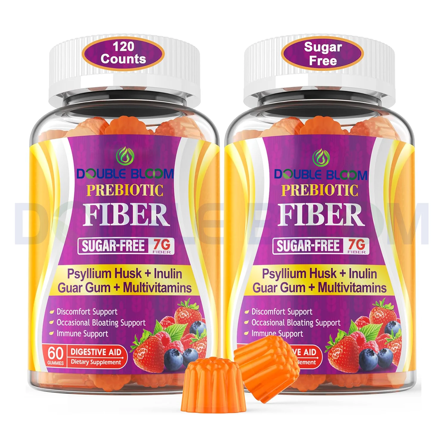 Hot selling Prebiotic Fiber Gummies Supplement Prebiotic Fiber Blend, Inulin, Fos, Multivitamin for Daily Digestive & Regularity