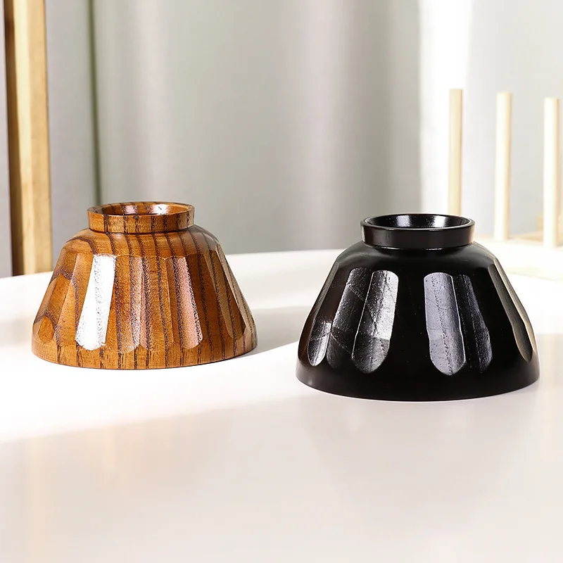 Japanese Style Wooden Bowl Natural Wood Bowls Tableware for Fruit Salad Noodle Rice Soup Kitchen Utensil Dishes Handmade Crafts