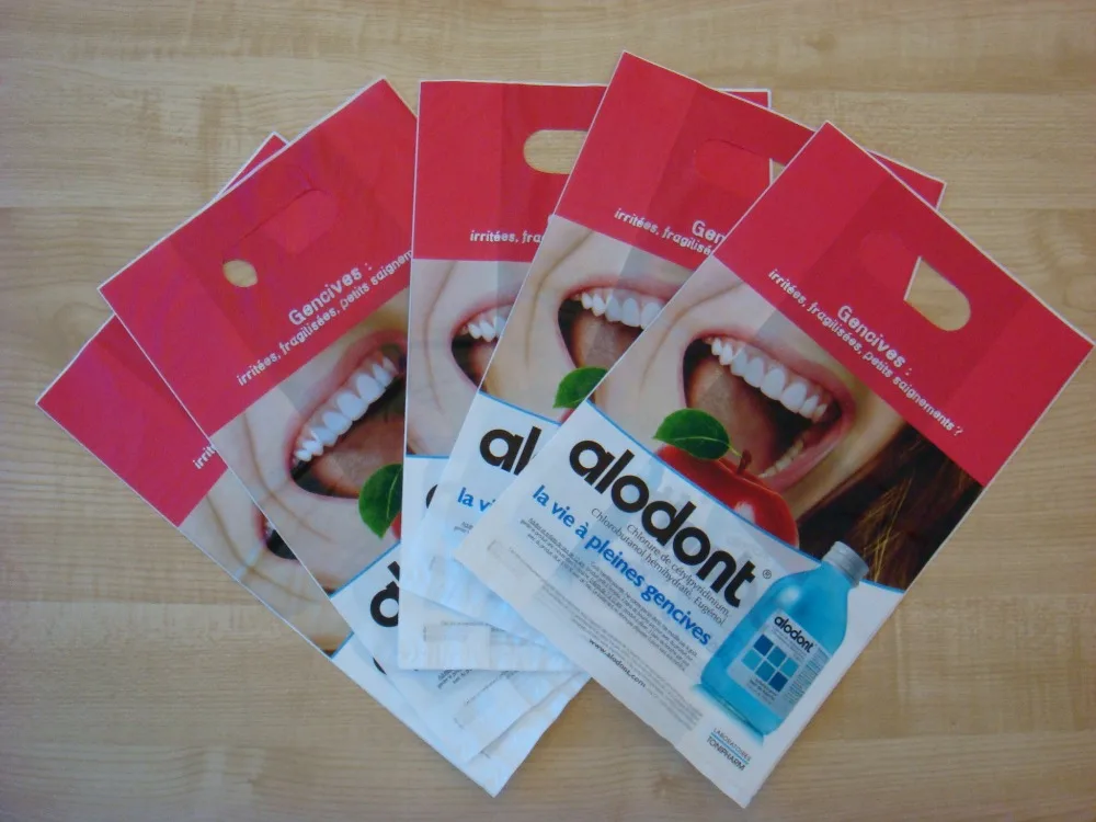 cheaper high quality logo printed die cut bag plastic bag