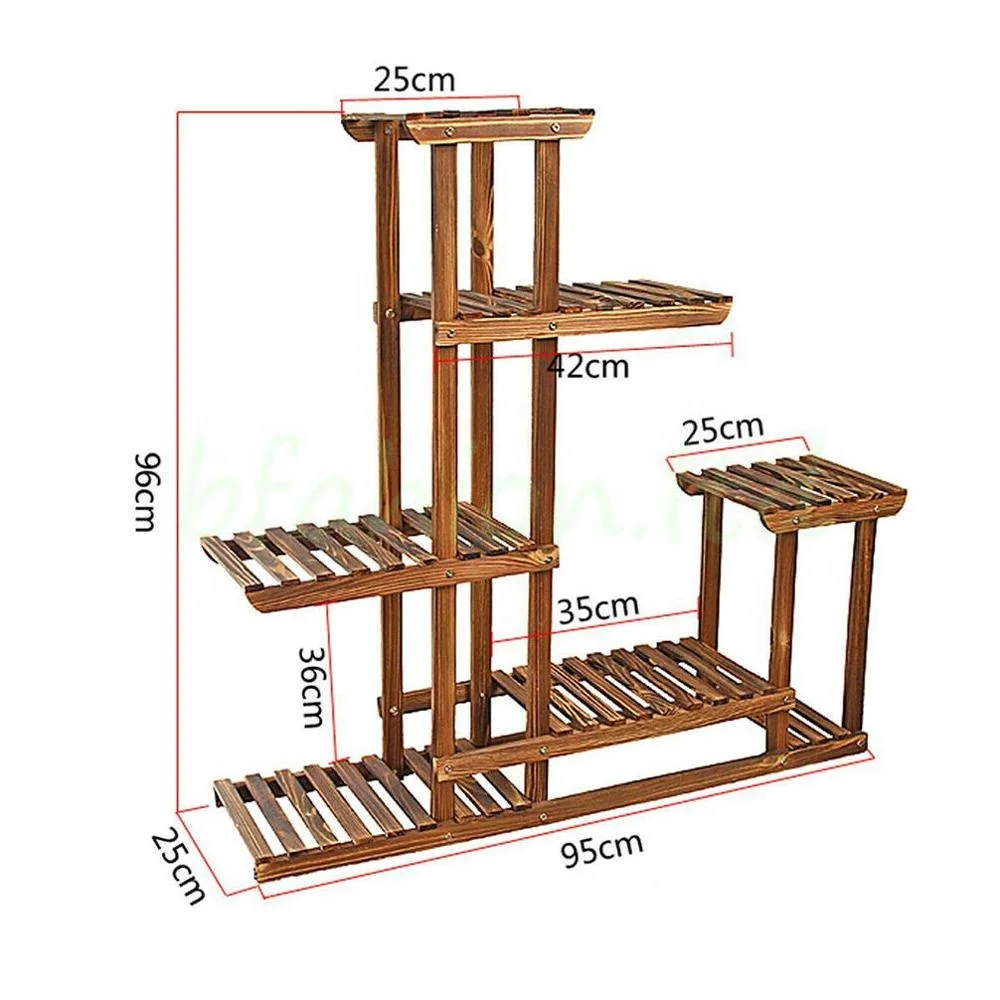 5 Tier Fir Wood Plant Stand Decorative Planter Holder Flower Pot Shelf Rack USA