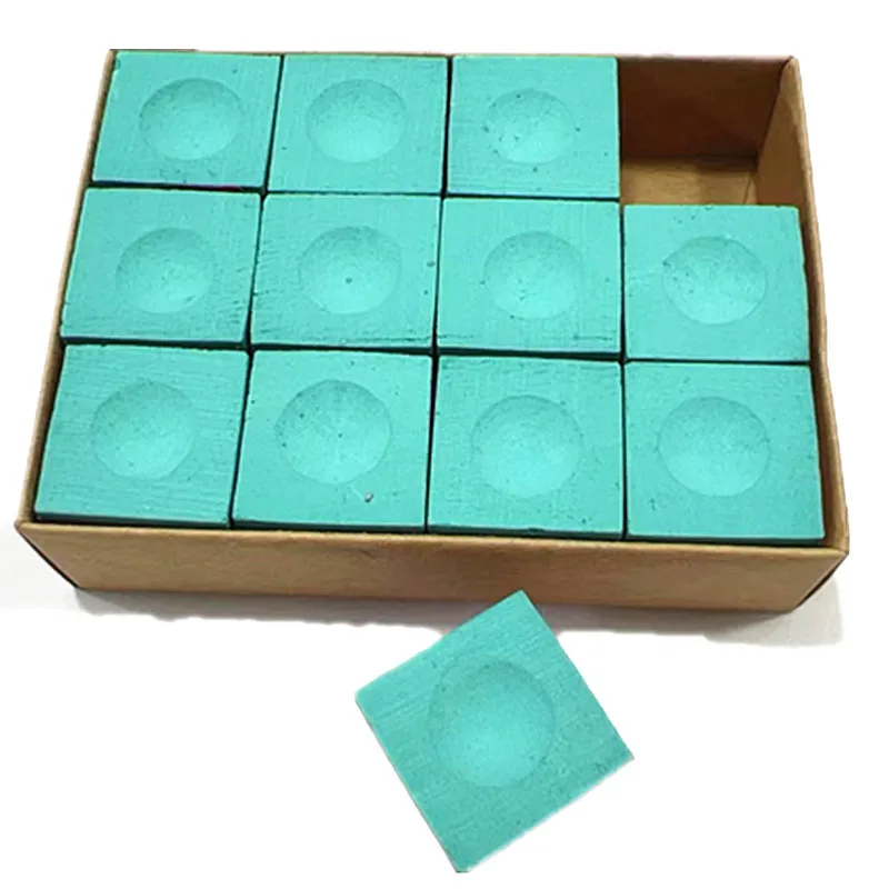 12pcs Powdered Pool Billiards Accessories Billiards Cue Chalk Stick Tip Wiping Powder Chalk Billiard Cue Chalks