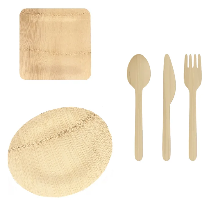 25-guest dinner bagasse plates/bamboo wooden cutlery set disposable Japanese Sushi Plates Non Plastic