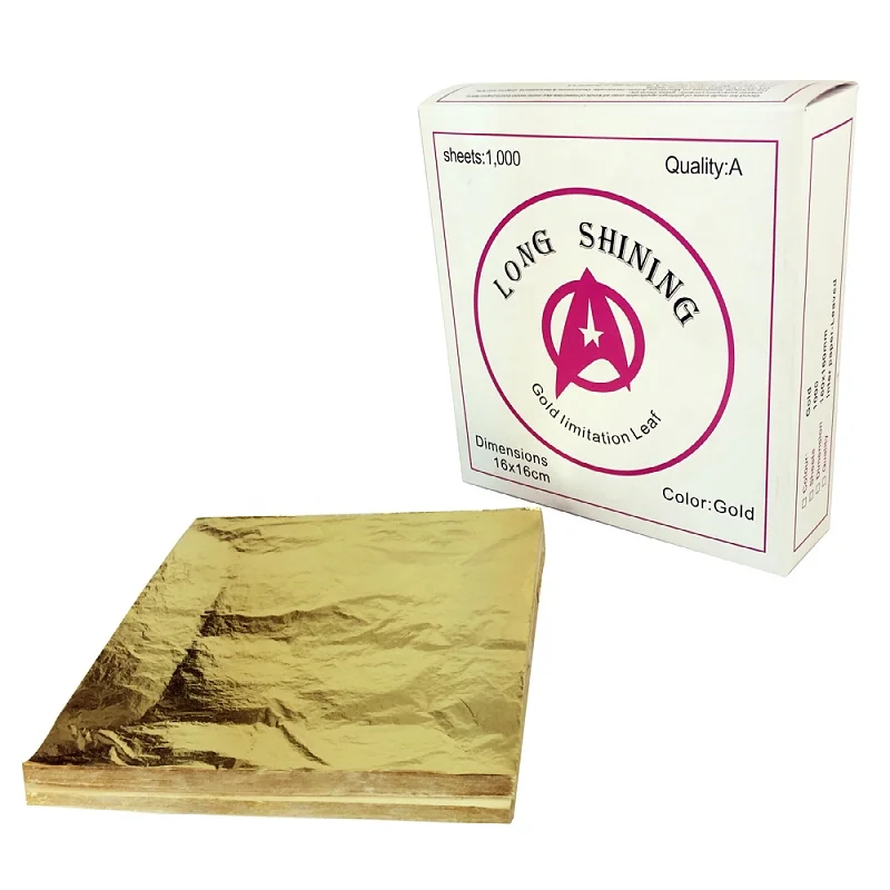 16 x 16 cm Copper gold leaf foil paper 1000 sheets a pack  for Painting furniture Decor Imitation Gold Leafing Manufacturer