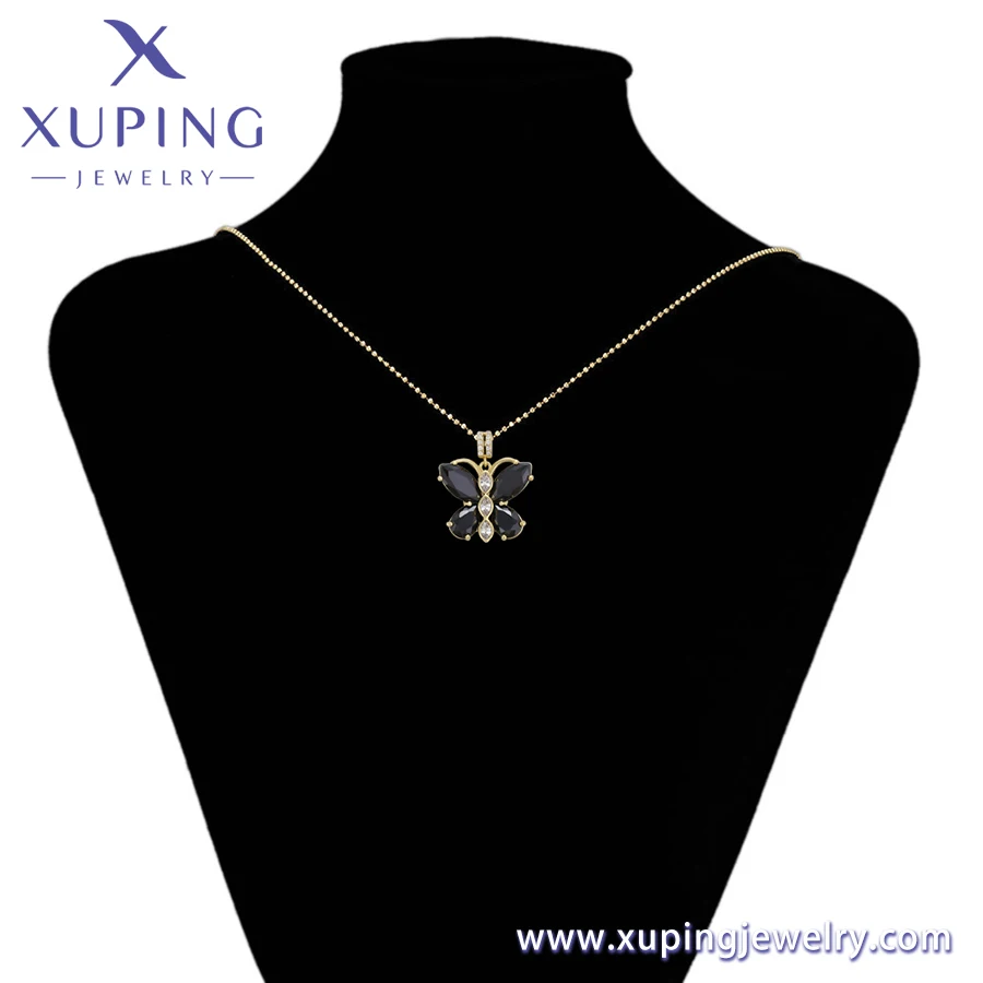 X000789045 Xuping Jewelry Fashion Pendants Butterfly With Black Diamond 14k Gold Plated Pendant Shinning For Women Girl Pendant