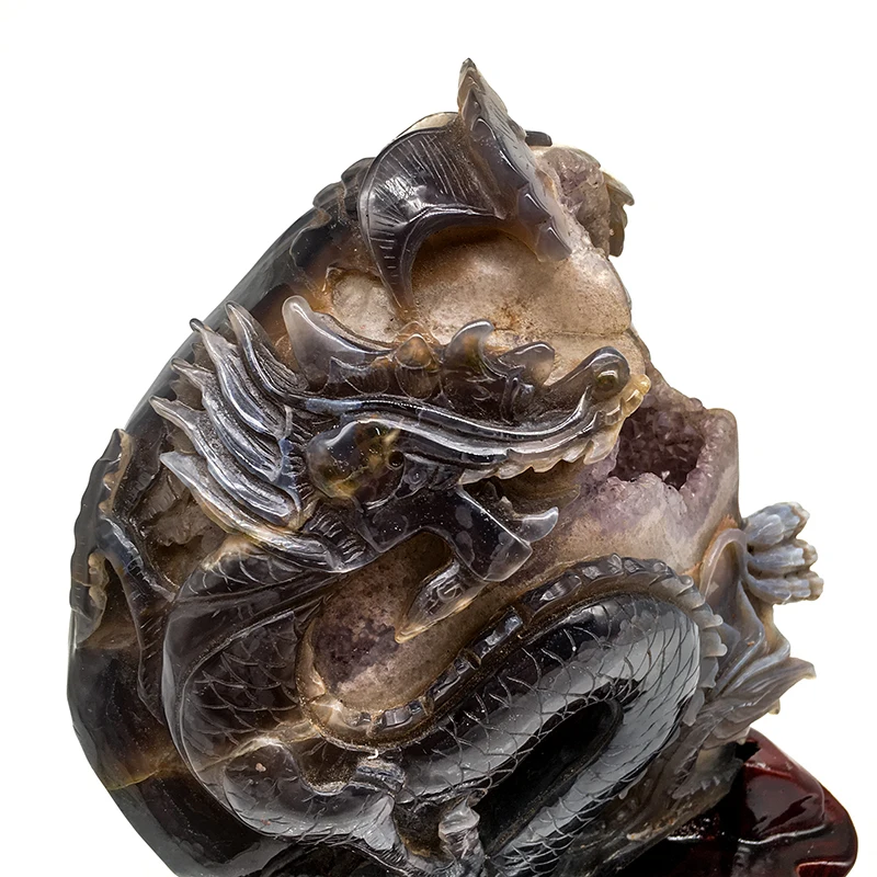 HOT sale  Unique crystal  Carving Amethyst Druzy agate Dragon heading crystal carving animals for home