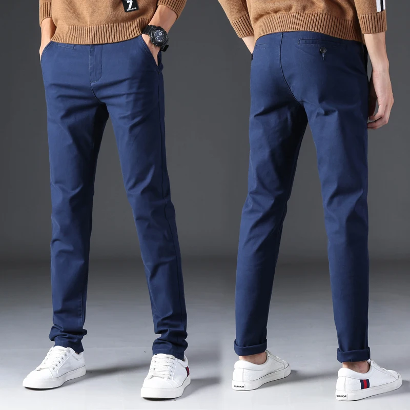 Custom OEM ODM brand casual classic cotton soft light slim fit straight men dress chino khaki trousers pants