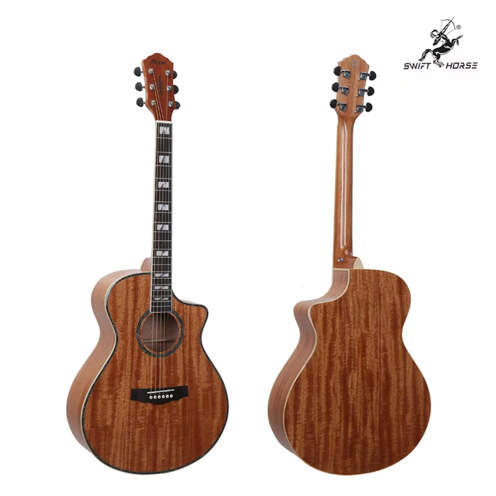 Wholesale Price Popular Acoustic Guitar 41 inch 6 Strings Top Solid Guitar Mahogany Body Natural Wooden Color