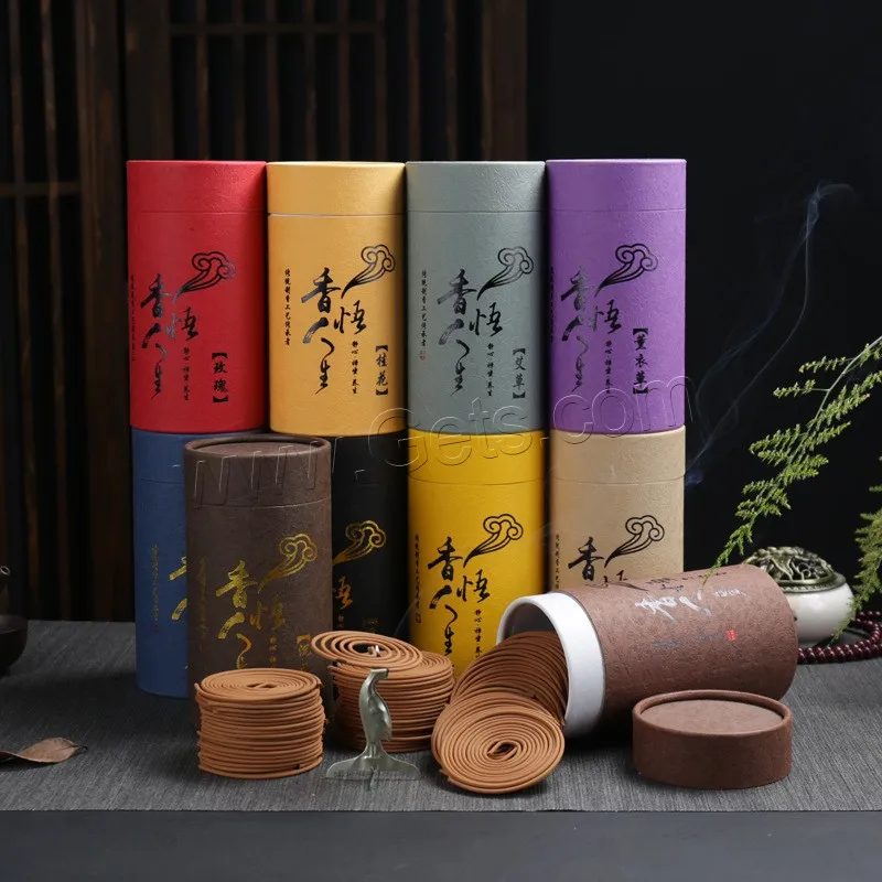 Sandalwood Coil Incense Half Handmade 3 Hour Burning & for Home and Office Yellow 85x160mm 60Boxes/Set 2PCs/Box 1349972