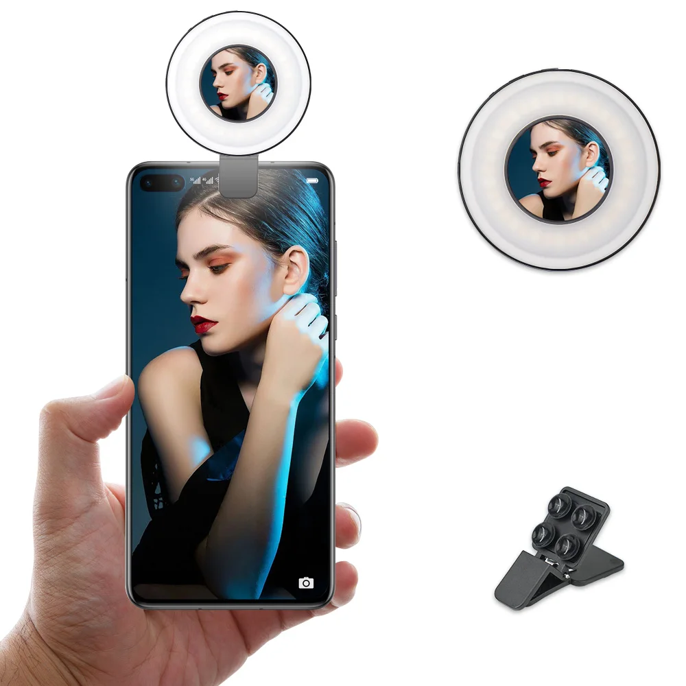 2022 Vloglite design mini mirror phone light selfie ring light with phone holder for photography Amazon TikTok Youtube