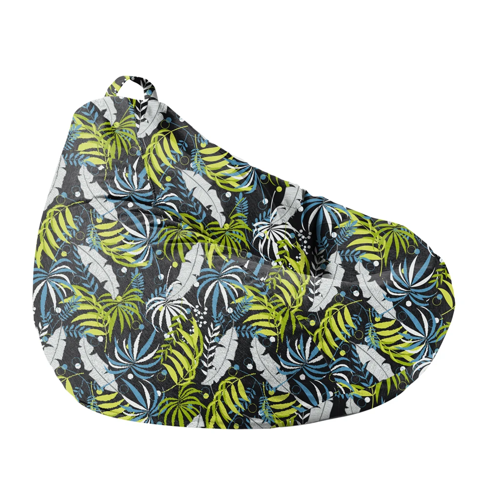 Fabric Customization Printed Logo Pattern Waterdrop Branches and Leaves Hi-Back Gaming Bean Bag Chair Lazy Sofa Cover