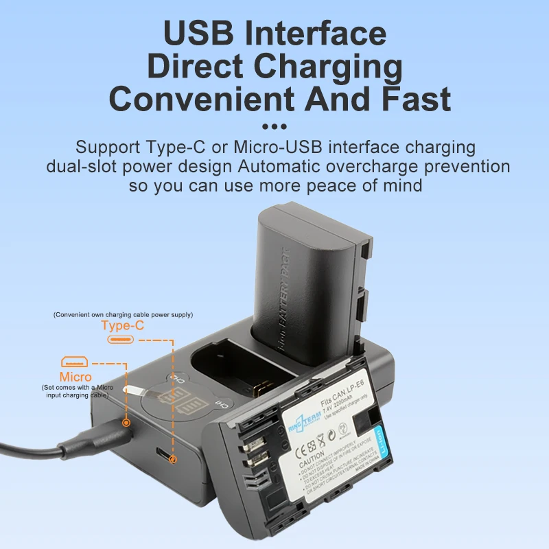 Smart LCD Display Portable DL-C1B Battery Dual USB Charger for GoPro Max Camera