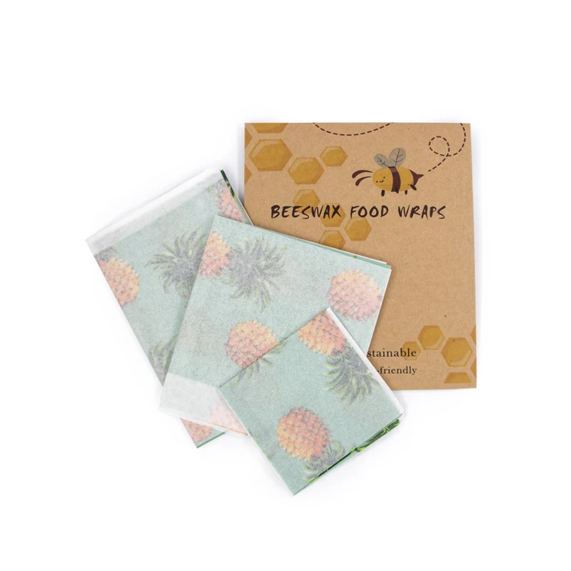 3 Pieces Non-toxic Washable Reusable Organic LFGB Beeswax Food Wraps Use to Vegetables Fruit Snacks Bread Sandwich