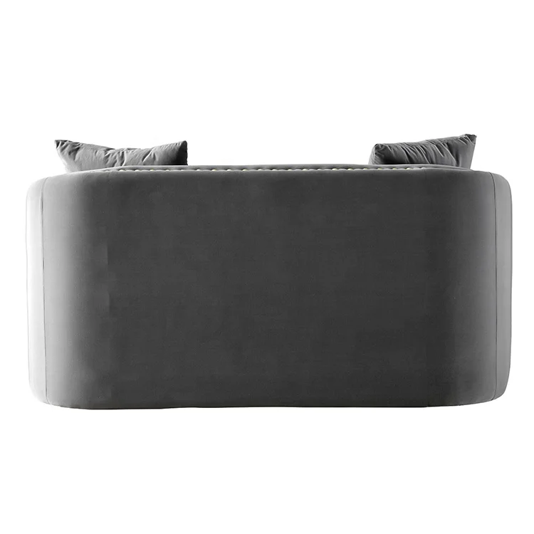 Современная задняя серая 2-3-местная Бархатная обивка из ткани Золотой нержавеющей стали диван