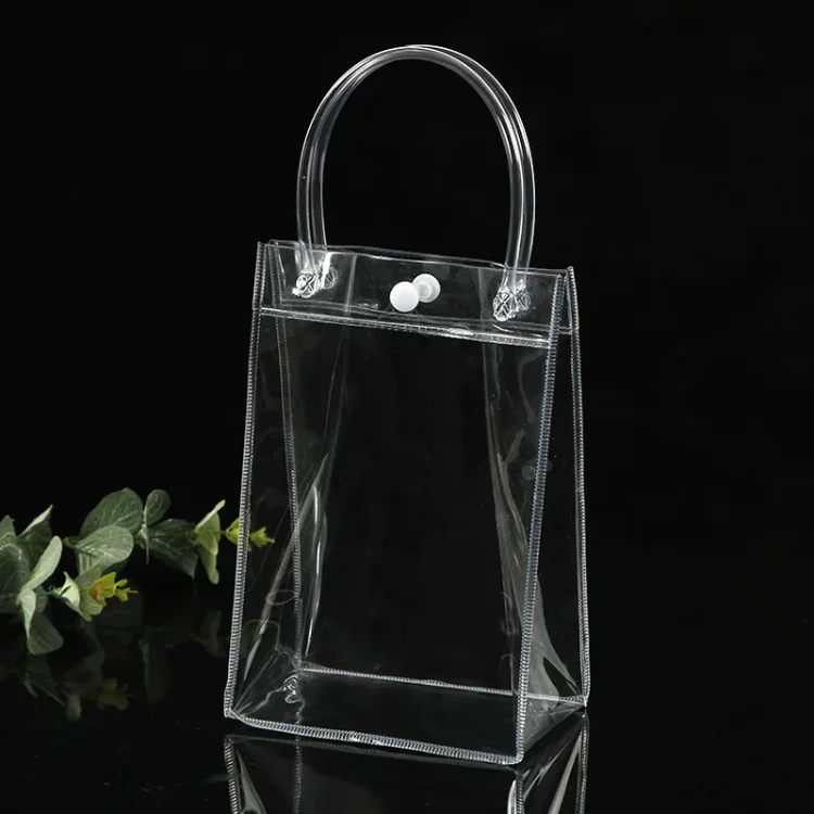 Clear  Gift Wrap  Gift Wrap Bags Shopping Bags With Handles Transparent Pvc Plastic Tote For Woman Luxury