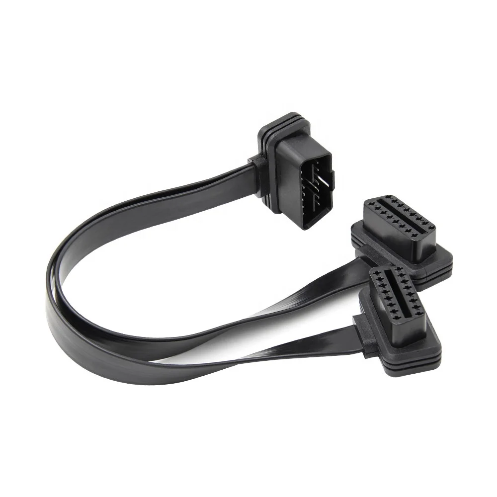 Factory price 16pin OBD2 Flat Cable 30CM OBD2 Connection Cable 2IN1