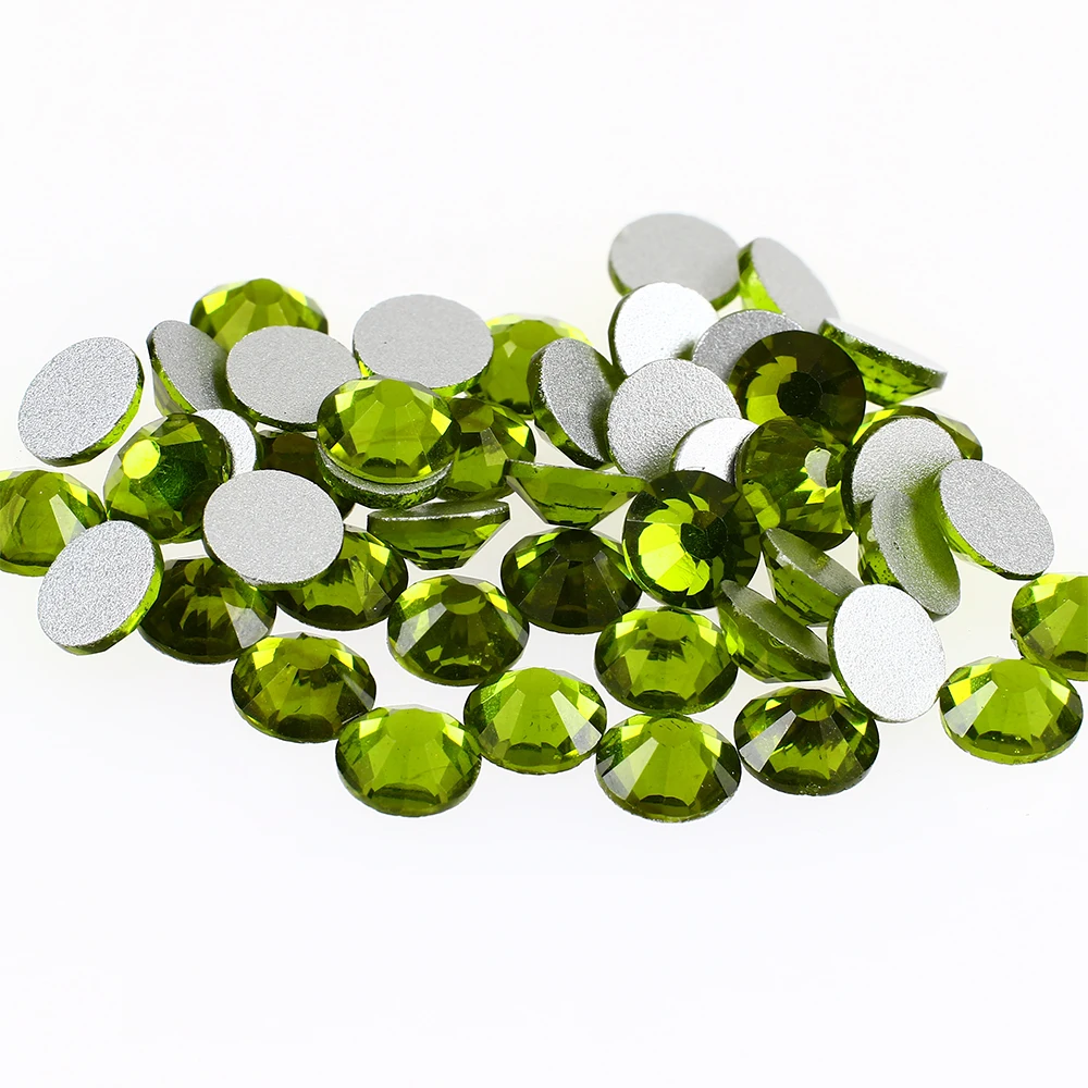 Glass Crystal 10 Sizes Non Hotfix Fancy Colors Round Shape Flatback Rhinestones Glue On Beads mixed color