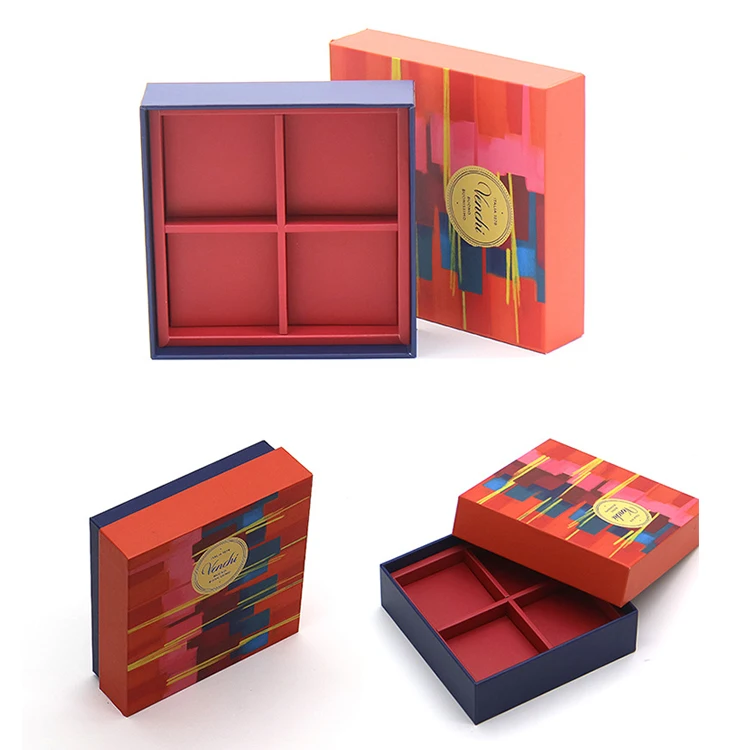 Red print macaron candy chocolate gift box packaging  paper grids packaging food grade chocolate box