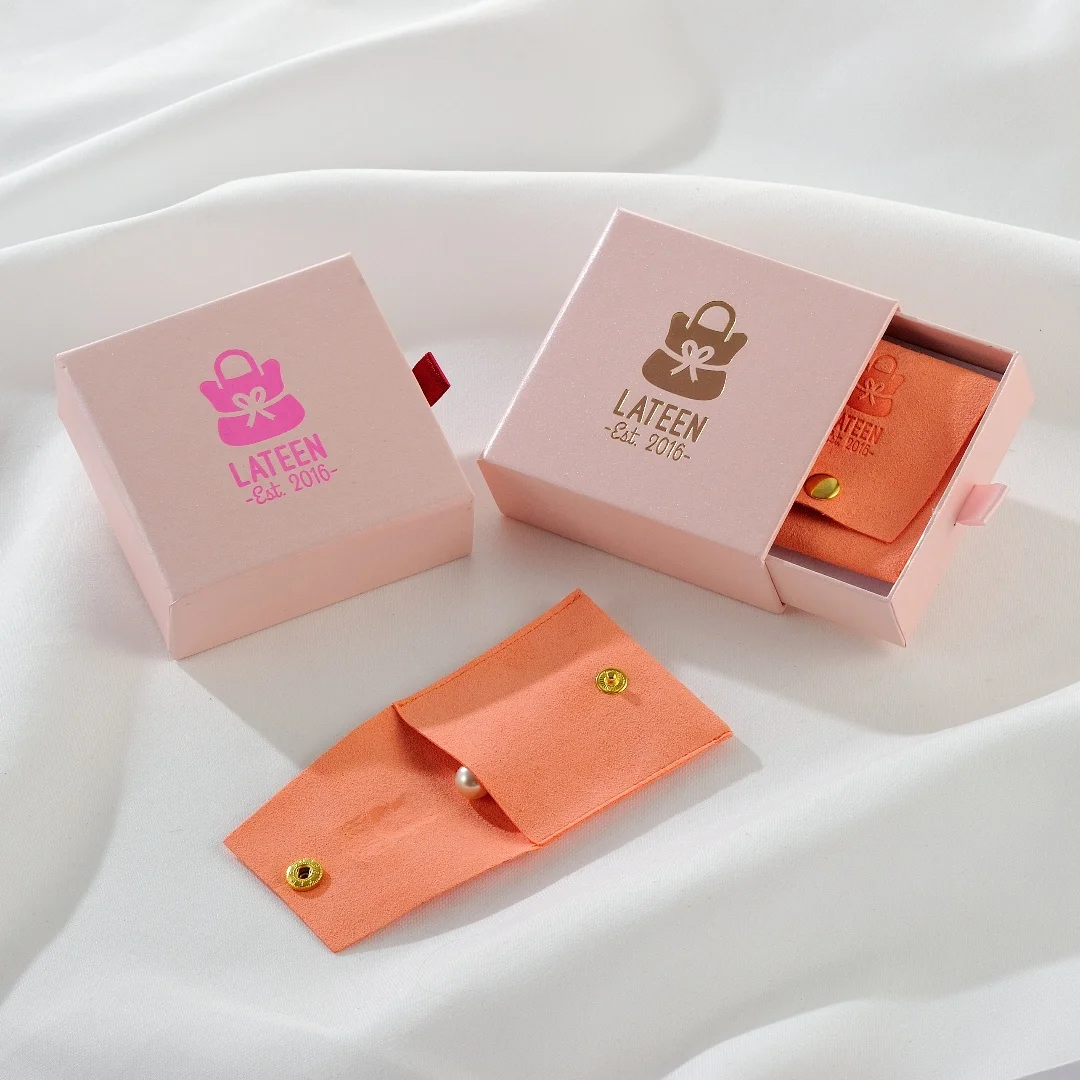 Custom Microfiber Pure Color Velvet Suede Jewelry Pouch Envelope Flap Jewelry Packing Pouch with Button