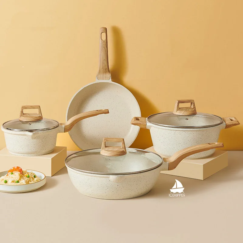 granite cookware set nonstick frying pan camp casserole cooking pot kitchen non stick cookware sets
