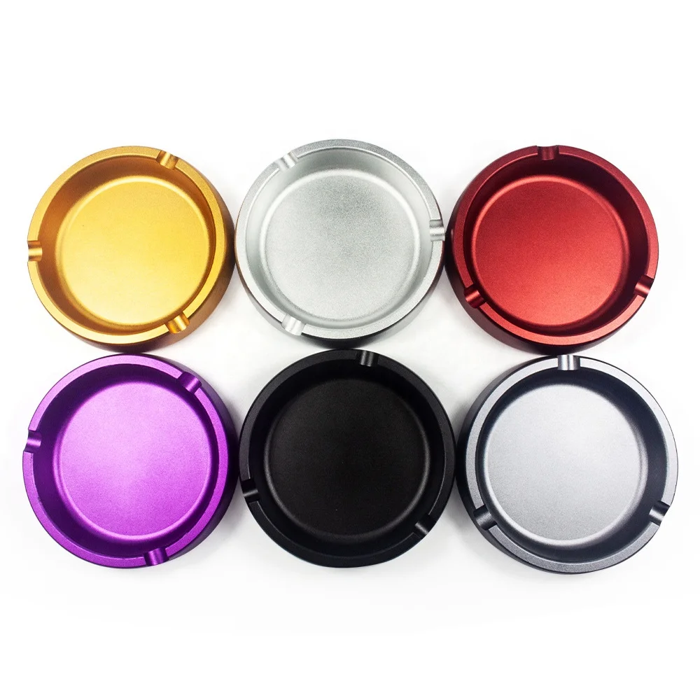 Оптовая продажа низкая цена красочные настраиваемые портативные аксессуары для курения круглый алюминиевый сплав пепельница