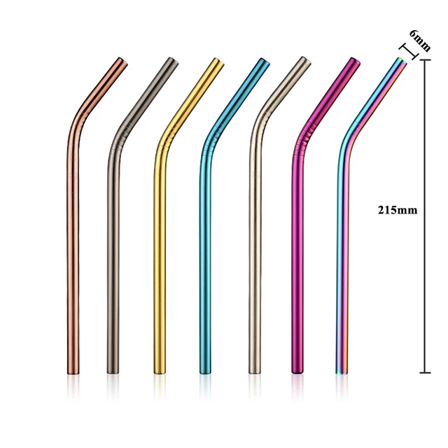 Hongda Eco-friendly Customized Boba Portable 304 Stainless Steel Reusable Metal Straw Set
