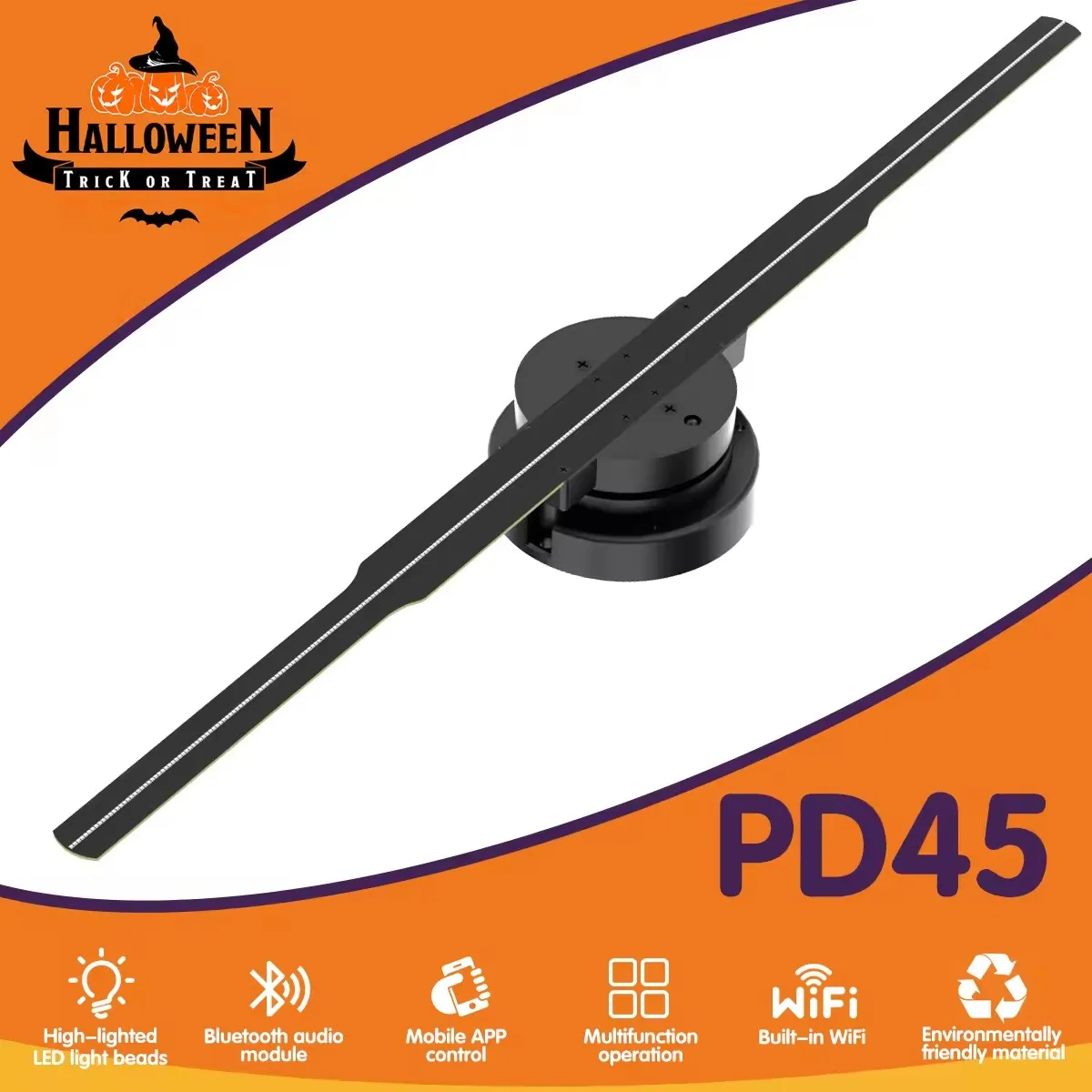 45cm 3D Hologram Projector LED Fan Animated Advertising Equipment with 1-Year Warranty SD Card Support Rotating Display