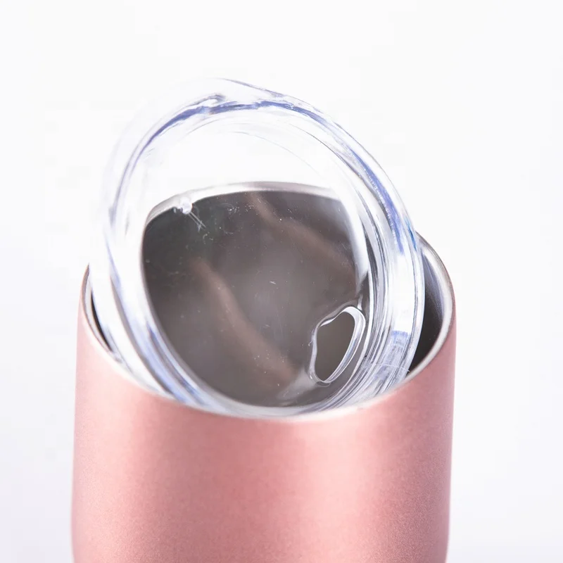 glitter egg shape mugs double wall stainless steel wine tumbler with sliding lid