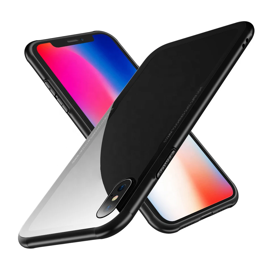 Free Shipping 1 Sample OK Mobile Phone Case For IPhone X Tempered Glass Case For IPhone 8 Transparent Back Cover For IPhone