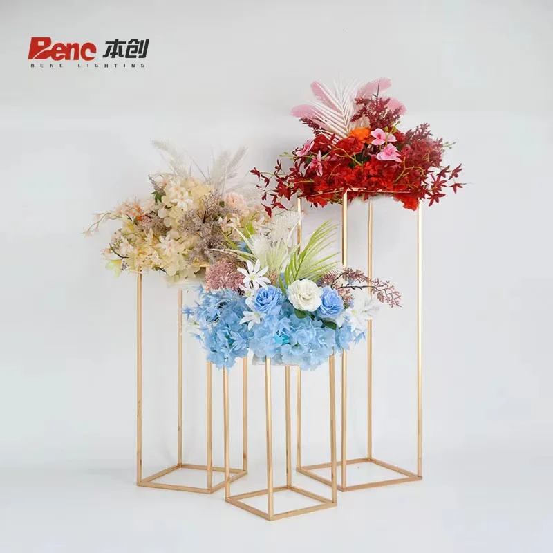 Wholesale column vase wedding center decoration rectangular geometric flower stand for wedding decoration event Home Party