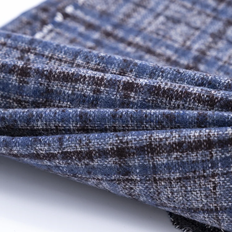 
Wholesale custom circle yarn tweed checked wool polyester blend plaid alpaca wool fabric for jackets 