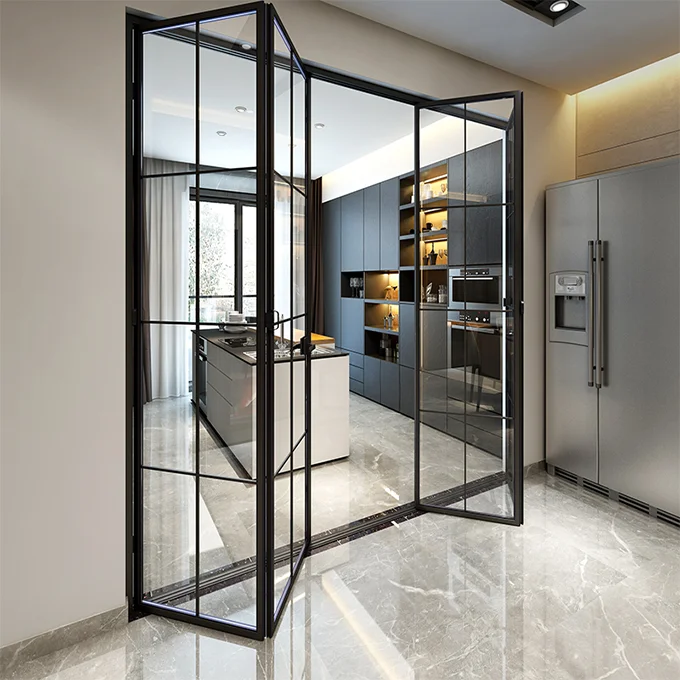 Alu frameless folding windows panoramic balcony glazing as glass curtain window door export to USA
