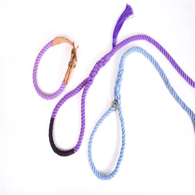 
Sier 5ft Ombre Rope Dog Leash Braided Cotton Heavy-quality material Cotton rope dog leash-Pet dog 