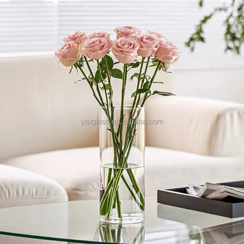 High borosilicate transparent glass flower vase for home decor small vase